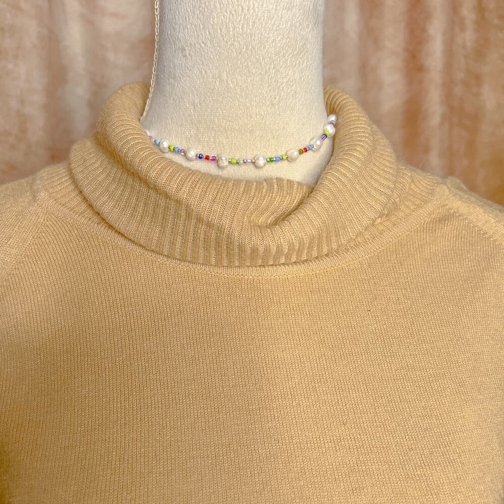 Vintage 60s by Darlene Turtleneck Sweater Tan Lightweight Retro Knit Classic Mod - Picture 6 of 10
